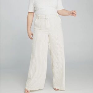 Lane Bryant Wide Leg Linen Blend Pin Stripe Pants